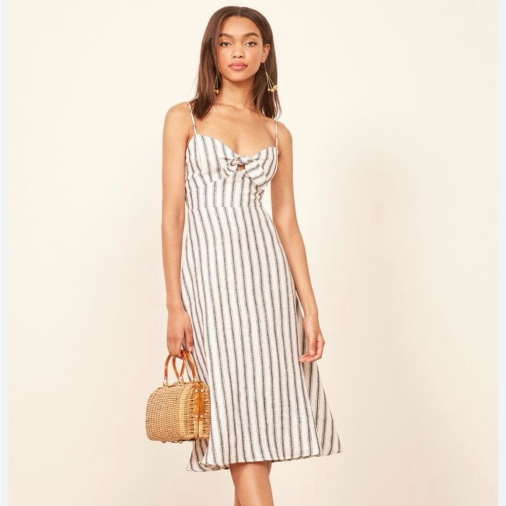 Reformation Linen Clara Dress in Buoy Stripe (Size 2)